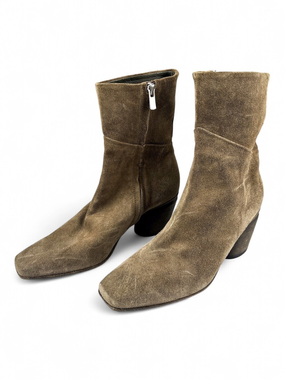 Officine Creative Suede Block-Heel Ankle Boots Size 6.5